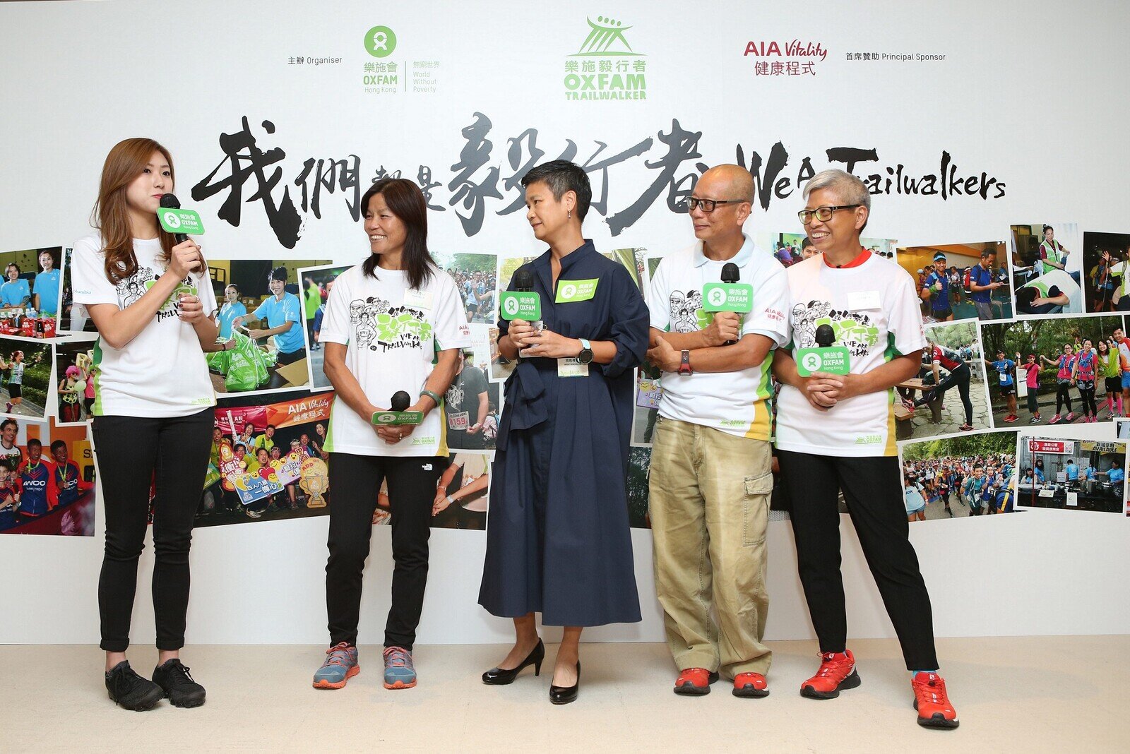 (Left to Right) Cherry Cheung, Madam Lin, Yvonne Lo, Member of Oxfam Trailwalker Advisory Committee, Fung Kam-Hung and Mrs. Fung talked about their experiences of OTW.