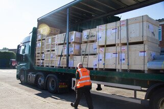 Fifteen tonnes of vital water and sanitation equipment – valued at close to HK$690,000 – was loaded onto trucks at the Oxfam Supply Centre and flown to Bangladesh on 22 September, 2017. photo: Bekki Frost/Oxfam