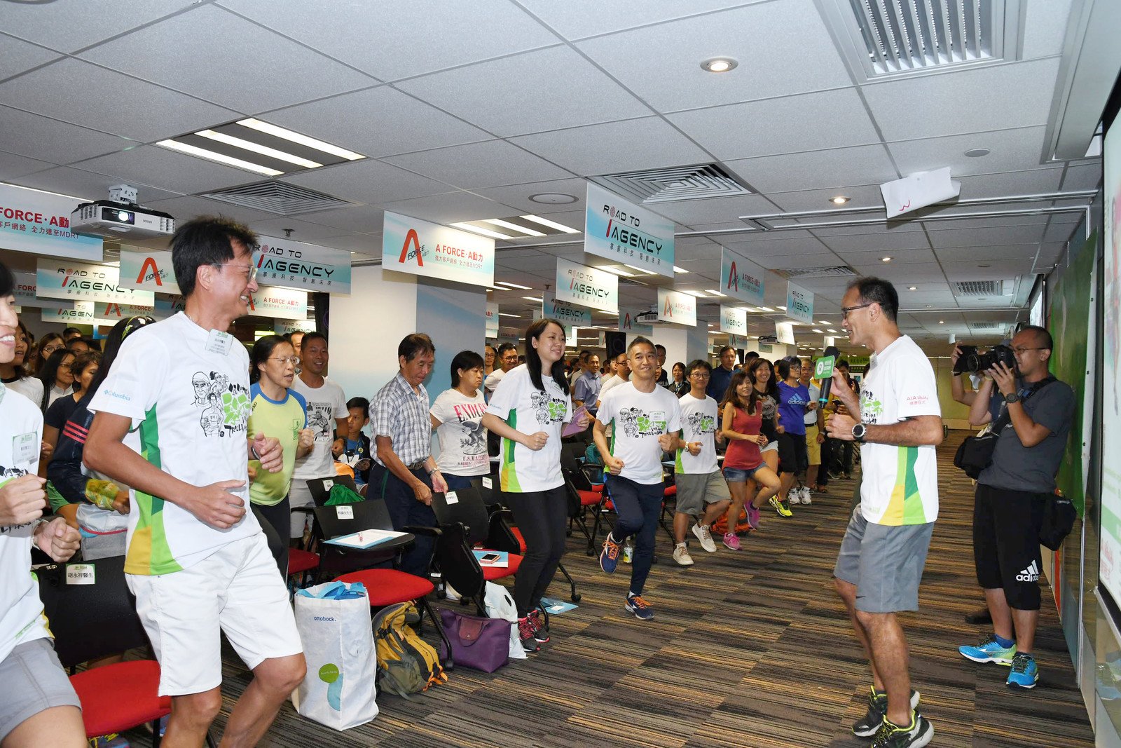 Over 300 trailwalkers attended the Oxfam Trailwalker 2017 briefing and did warm up exercise.