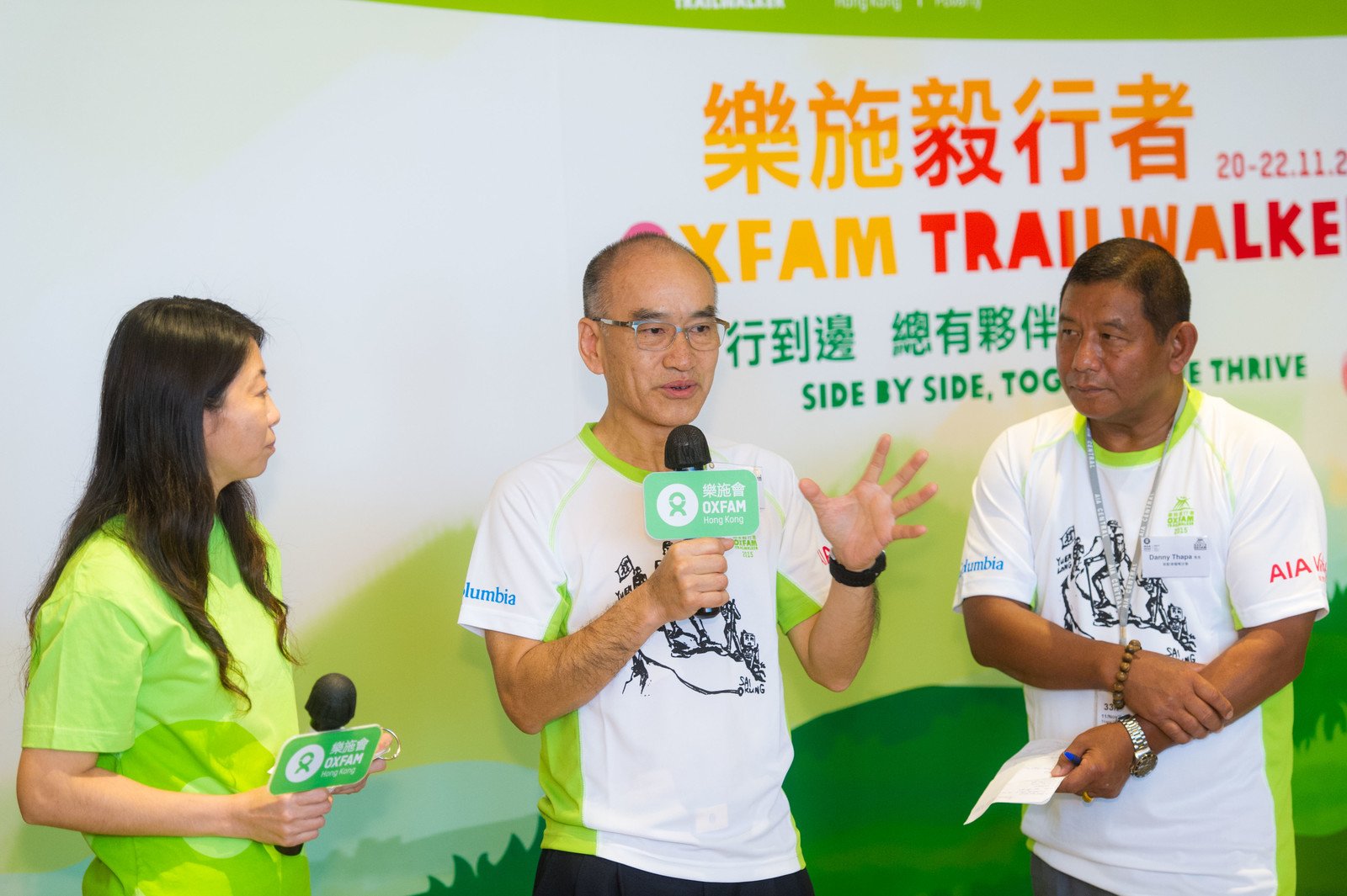 The experiences Danny Thapa (right) and Dr. Alphonse Poon (middle) shared clearly demonstrated the spirit of partnership, which is integral to Oxfam’s poverty alleviation and disaster relief work.