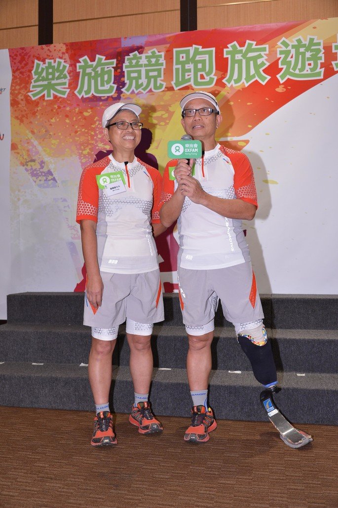 香港截肢者體育會主席馮錦雄分享多次參加長跑及跑樓梯活動的經驗，希望以身作則為一眾傷健人士帶來正能量，亦多謝馮太在人生及長跑路上的支持。
