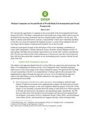 Oxfam Comments on Second Draft of World Bank Environmental and Social Framework